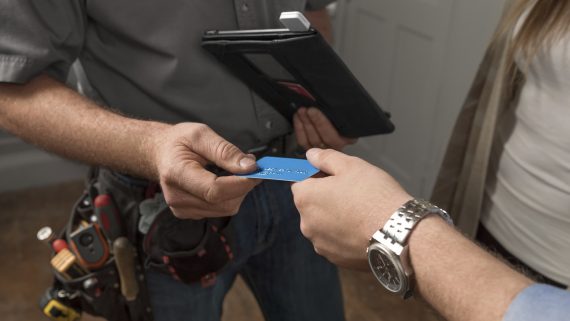Contractor using Square reader